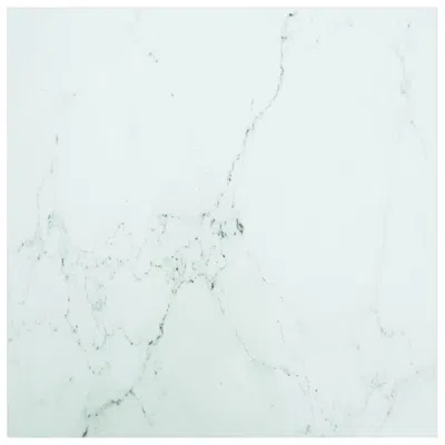 Vidaxl Table Top White 27.6"x27.6" 0.2" Tempered Glass With Marble Design