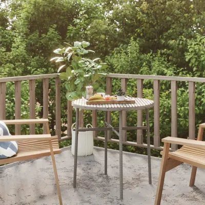 Vidaxl Tea Table Gray 17.7" Poly Rattan In Neutral