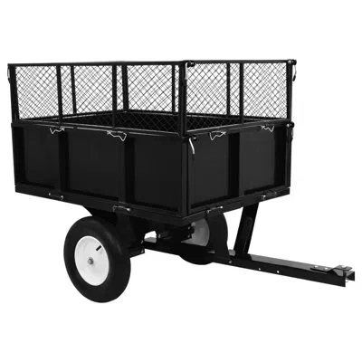 Vidaxl Tipping Trailer For Lawn Mower 661.4 Lb Load In Black