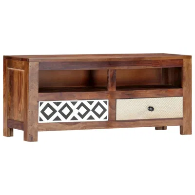 Vidaxl Tv Cabinet 35.4"x11.8"x15.7" Solid Sheesham Wood, 247734 In Brown