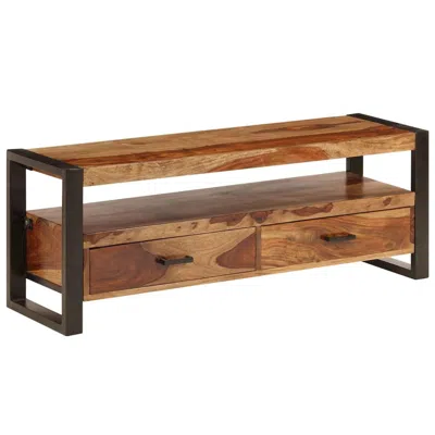 Vidaxl Tv Cabinet 47.2"x13.8"x17.7" Solid Sheesham Wood, 247403 In Brown