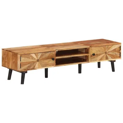Vidaxl Tv Cabinet Natural Wood Solid Acacia Wood Storage Tv Cabinet In Brown