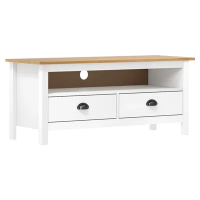Vidaxl Tv Stand Hill White 43.3"x15.7"x18.5" Solid Pine Wood