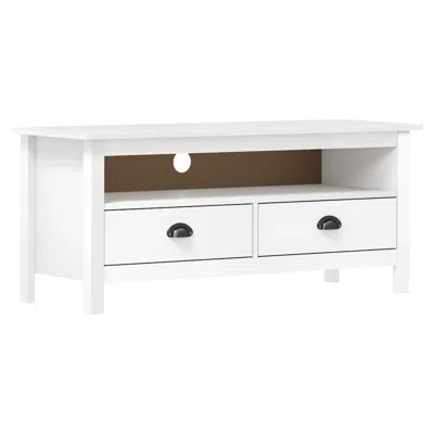 Vidaxl Tv Stand Hill White 43.3"x15.7"x18.5" Solid Pine Wood