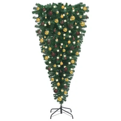 Vidaxl Upside-down Artificial Pre-lit Christmas Tree With Ball Set Xmas Tree In Black