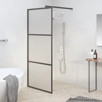 Vidaxl Walk-in Shower Wall 35.4" X 76.8" Frosted Esg Glass In Silver