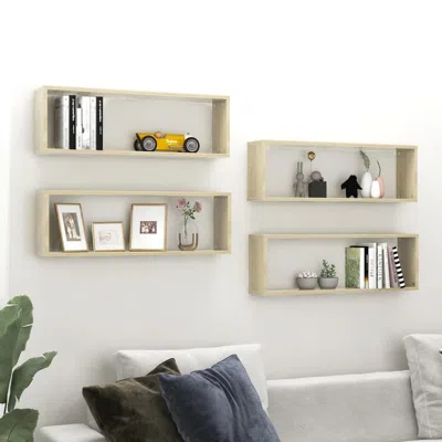 Vidaxl Wall Cube Shelves 4 Pcs Sonoma Oak 31.5"x5.9"x10.4" Engineered Wood