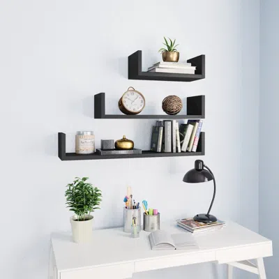 Vidaxl Wall Display Shelf 3 Pcs Gray Chipboard, 800200 In White