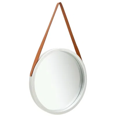 Vidaxl Wall Mirror With Strap 16.7" Silver, 320366 In White