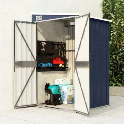 Vidaxl Wall-mounted Garden Shed Anthracite 46.5"x39.4"x70.1" Steel In Blue