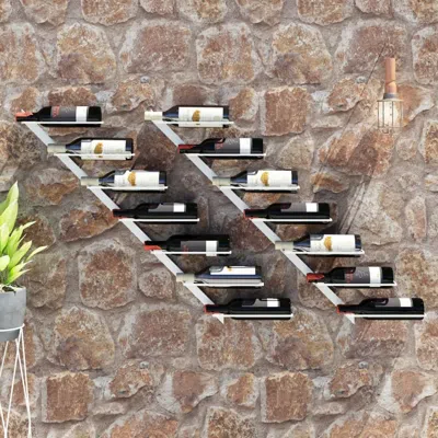 Vidaxl Wall-mounted Wine Rack For 7 Bottles 2 Pcs White Metal