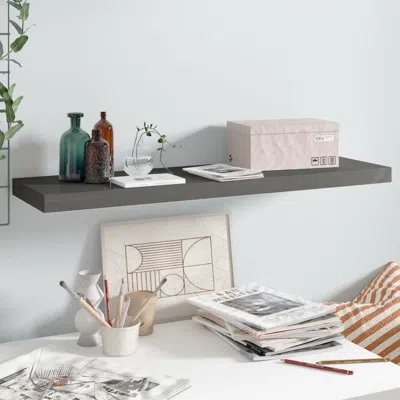 Vidaxl Wall Shelf High Gloss Grey Honeycomb Mdf 35.4 In X 9.3 In X 1.5 In