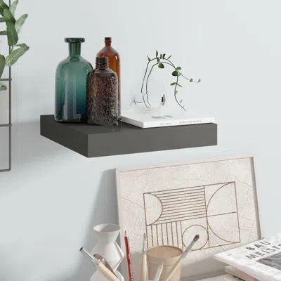 Vidaxl Wall Shelf High Gloss Grey Honeycomb Mdf, Metal 9.1 X 9.3 X 1.5 In