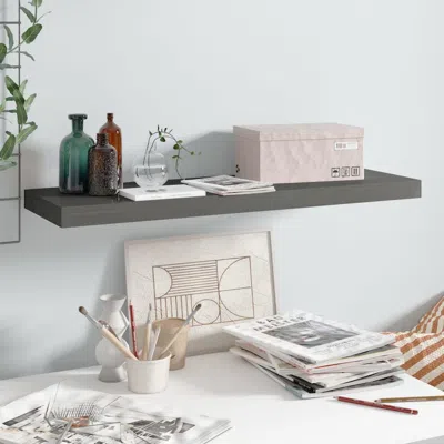 Vidaxl Wall Shelf High Gloss Grey Mdf, Metal 31.5 In Long Wall Shelf