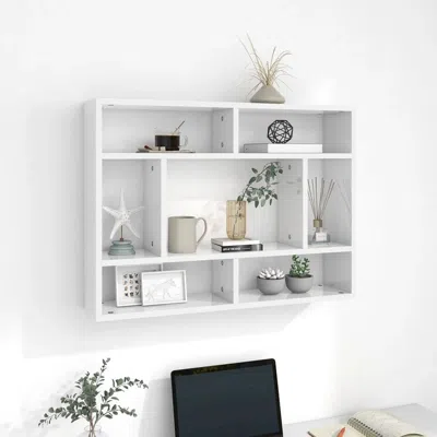 Vidaxl Wall Shelf High Gloss White 29.5"x6.3"x21.7" Engineered Wood