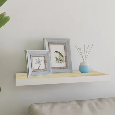 Vidaxl Wall Shelf Oak And White Honeycomb Mdf 23.6x9.3x1.5 In
