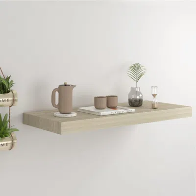 Vidaxl Wall Shelf Oak Honeycomb Mdf, Metal 23.6 X 9.3 X 1.5 In In Neutral