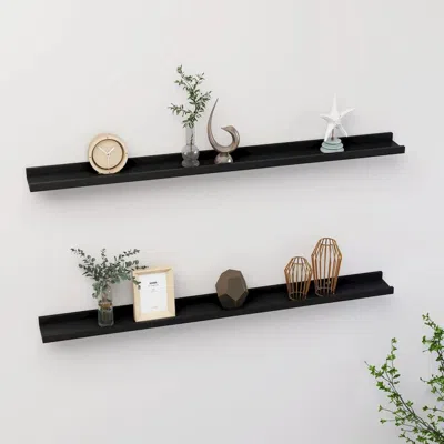 Vidaxl Wall Shelf Set Of 2 Black Mdf 39.4x3.5x1.2 In Wall Mounting