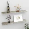 Vidaxl Wall Shelf Set Of 2 Concrete Grey Mdf 23.6x3.5x1.2 In In Gray