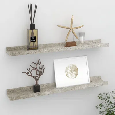 Vidaxl Wall Shelf Set Of 2 Concrete Grey Mdf 23.6x3.5x1.2 In In Gray