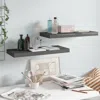 Vidaxl Wall Shelf Set Of 2 Glossy Gray Honeycomb Mdf, Metal In Gray