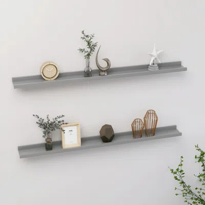 Vidaxl Wall Shelf Set Of 2 Gray Mdf 39.4 X 3.5 X 1.2 In