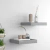 Vidaxl Wall Shelf Set Of 2 Gray Mdf 9.1x9.3x1.5 In Wall Shelf Square