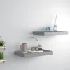 Vidaxl Wall Shelf Set Of 2 Grey Honeycomb Mdf, Metal 15.7 X 9.1 X 1.5 In