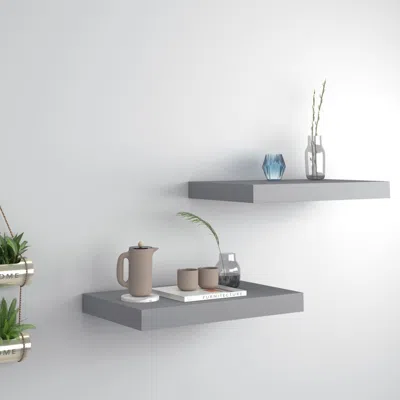 Vidaxl Wall Shelf Set Of 2 Grey Honeycomb Mdf, Metal 15.7 X 9.1 X 1.5 In
