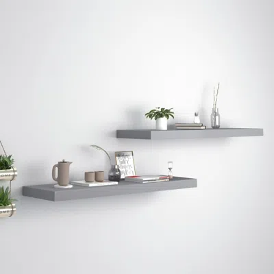 Vidaxl Wall Shelf Set Of 2 Grey Honeycomb Mdf, Metal 2 Pieces, Medium In Gray