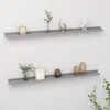 Vidaxl Wall Shelf Set Of 2 Grey Mdf 45.3 X 3.5 X 1.2 In Wall Mounting In Gray