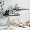 Vidaxl Wall Shelf Set Of 2 High Gloss Grey Honeycomb Mdf, Metal