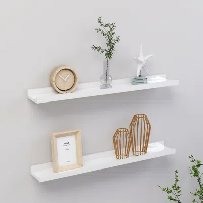 Vidaxl Wall Shelf Set Of 2 High Gloss White Mdf 23.6x3.5x1.2 In