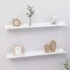 Vidaxl Wall Shelf Set Of 2 High Gloss White Mdf 31.5x3.5x1.2 In In White