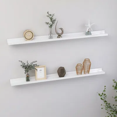 Vidaxl Wall Shelf Set Of 2 High Gloss White Mdf Medium Wall Mounting