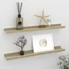 Vidaxl Wall Shelf Set Of 2 White And Sonoma Oak Mdf 23.6in Long In Neutral
