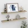 Vidaxl Wall Shelf Set Of 2 White And Sonoma Oak Mdf 31.5 X 3.5 X 1.2 In In Neutral