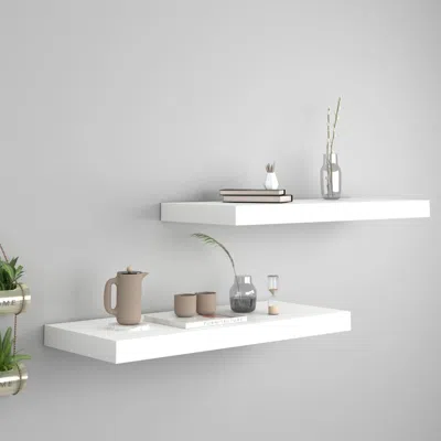 Vidaxl Wall Shelf Set Of 2 White Honeycomb Mdf, Metal