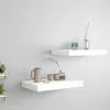 Vidaxl Wall Shelf Set Of 2 White Honeycomb Mdf, Metal 15.7 X 9.1 In