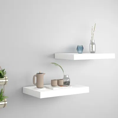Vidaxl Wall Shelf Set Of 2 White Honeycomb Mdf, Metal 15.7 X 9.1 In