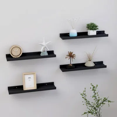Vidaxl Wall Shelf Set Of 4 Black Mdf Medium Wall Mounting Wall Shelf