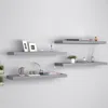 Vidaxl Wall Shelf Set Of 4 Grey Honeycomb Mdf, Metal 31.5 X 9.3 In In Gray