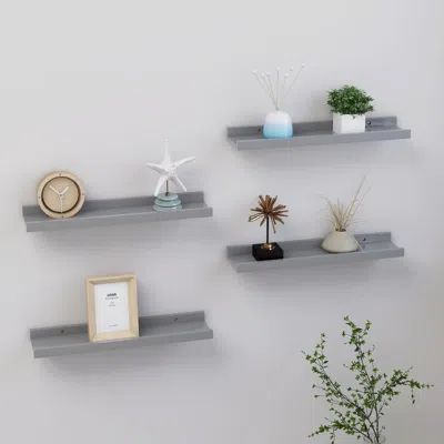 Vidaxl Wall Shelf Set Of 4 Grey Mdf Small Wall Shelf Rectangular