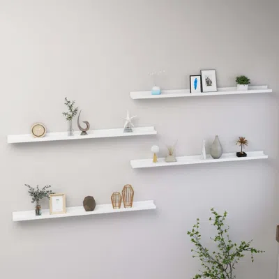 Vidaxl Wall Shelf Set Of 4 White Mdf Long Wall Shelf Rectangular
