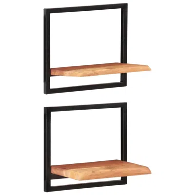 Vidaxl Wall Shelves 2 Pcs 15.7"x9.4"x13.8" Solid Wood Acacia And Steel