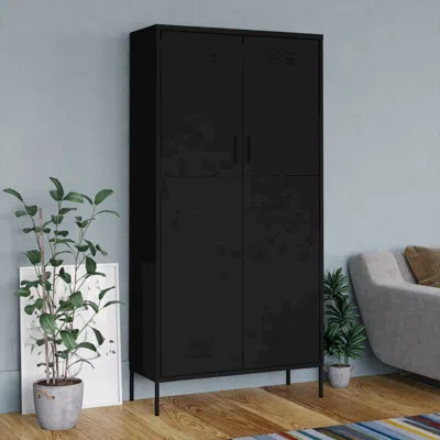 Vidaxl Wardrobe Black Steel Large Wardrobe Rectangular Modern
