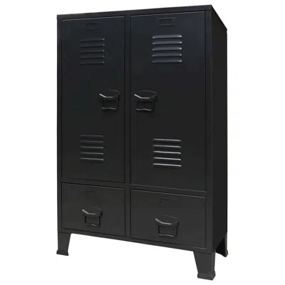 Vidaxl Wardrobe Metal Industrial Style 26.4"x13.8"x42.1" Black, 245960
