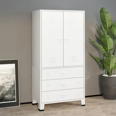 Vidaxl Wardrobe White Metal 35.4 X 19.7 X 70.9 In Wardrobe Rectangular