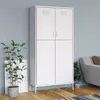 Vidaxl Wardrobe White Steel Medium Height-adjustable Shelves Wardrobe In White