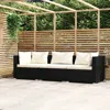 Vidaxl Wicker Patio Furniture 3 Piece With Cushions Black Poly Rattan
